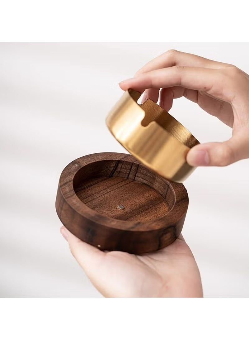 Hoasis 3 Slot Portable Wooden Ashtray with Lid – Stainless Steel Liner, Windproof Durable Ash Tray for Indoor & Outdoor Use, Home Office Decoration - Image 4